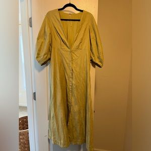 Free people midi low cut green dress